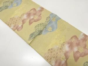 アンティーク　霞に桐・菊・笹模様織り出し袋帯（材料）